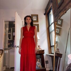 Banana Republic Red Maxi Dress V-Neck
